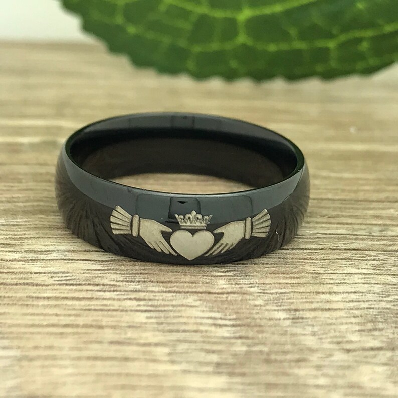 6mm Claddagh Ring Personalize Custom Engrave Stainless Steel Etsy