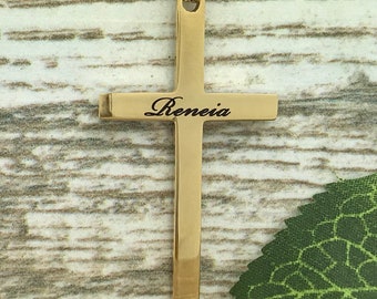 Cross Necklace, Yellow Gold Plated Men's Stainless Steel Cross Pendant Necklace,Personalize Cross Necklace, Religious Jewelry SSN694