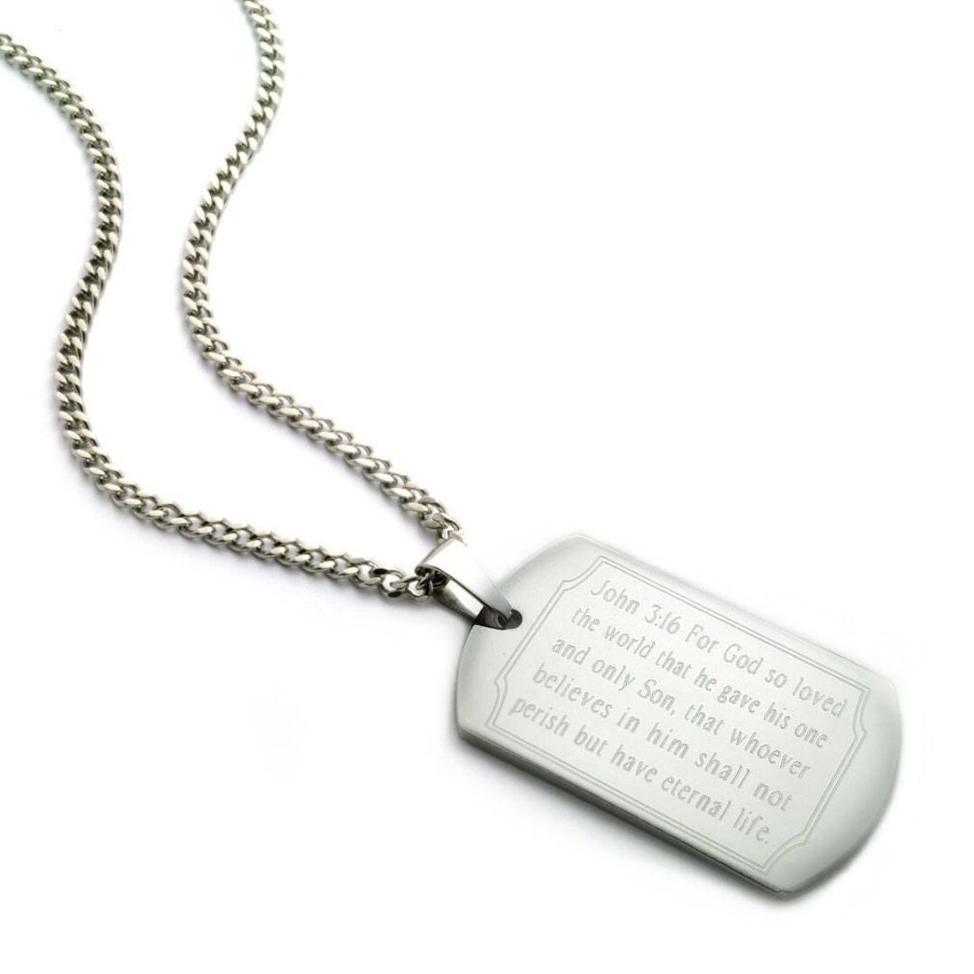 Dog tag necklace with bible verse clearance