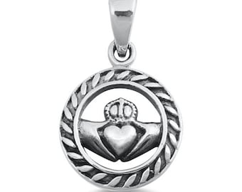 Claddagh Necklace, Sterling Silver Claddagh Necklace, Personalize Irish Claddagh Necklace, Love Loyalty & Friendship Necklace-SP278