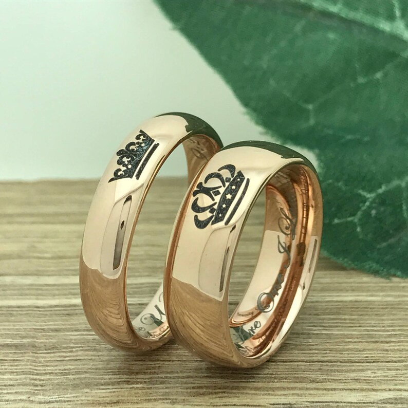 King and Queen Rings, His Hers Tungsten Rings, Personalized Cu King and Queen Rings, His Hers Tungsten Rings, Personalized Cu