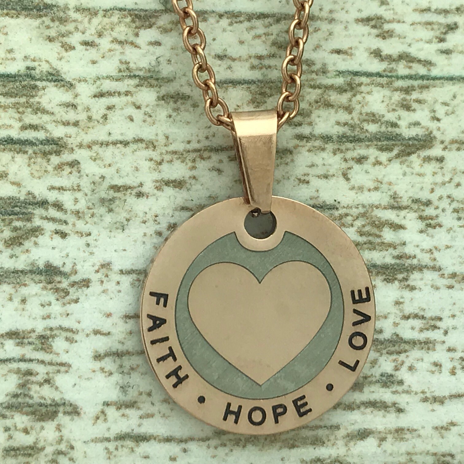 Faith Love Hope Necklace Heart Necklace Custom Engrave Rose Etsy UK