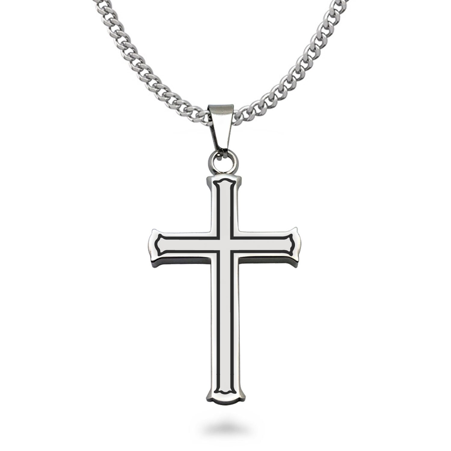 Cross Necklace Men's Stainless Steel 