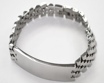 Men's ID Bracelet,Personalized ID Bar Bracelet, Stainless Steel Bracelet, Unisex Bracelet, Gift for Her,Gift for Him 8 Inches