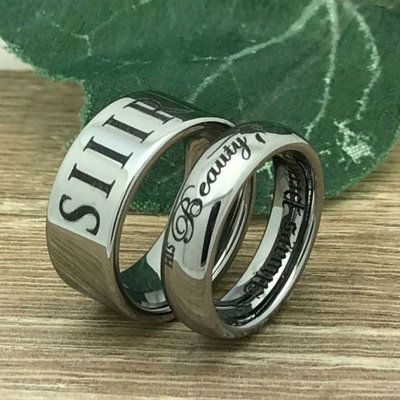 9mm 5 5mm His And Her Tungsten Wedding Ring Personalize Etsy