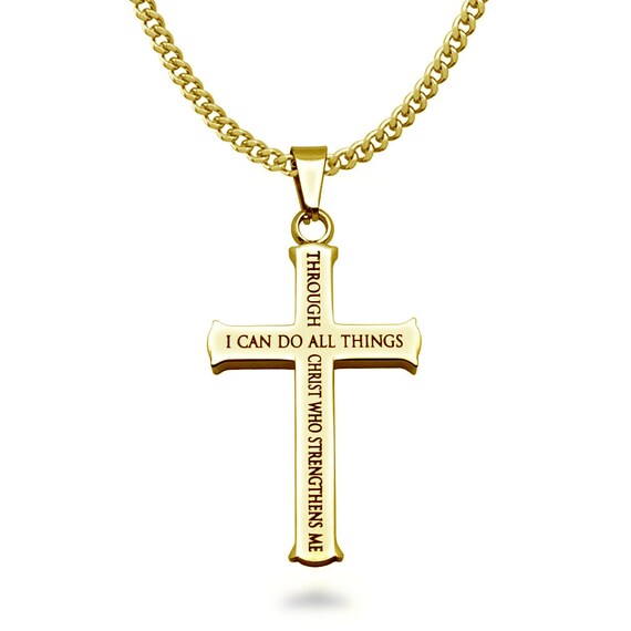 Men's Cross Necklace Stainless Steel 
