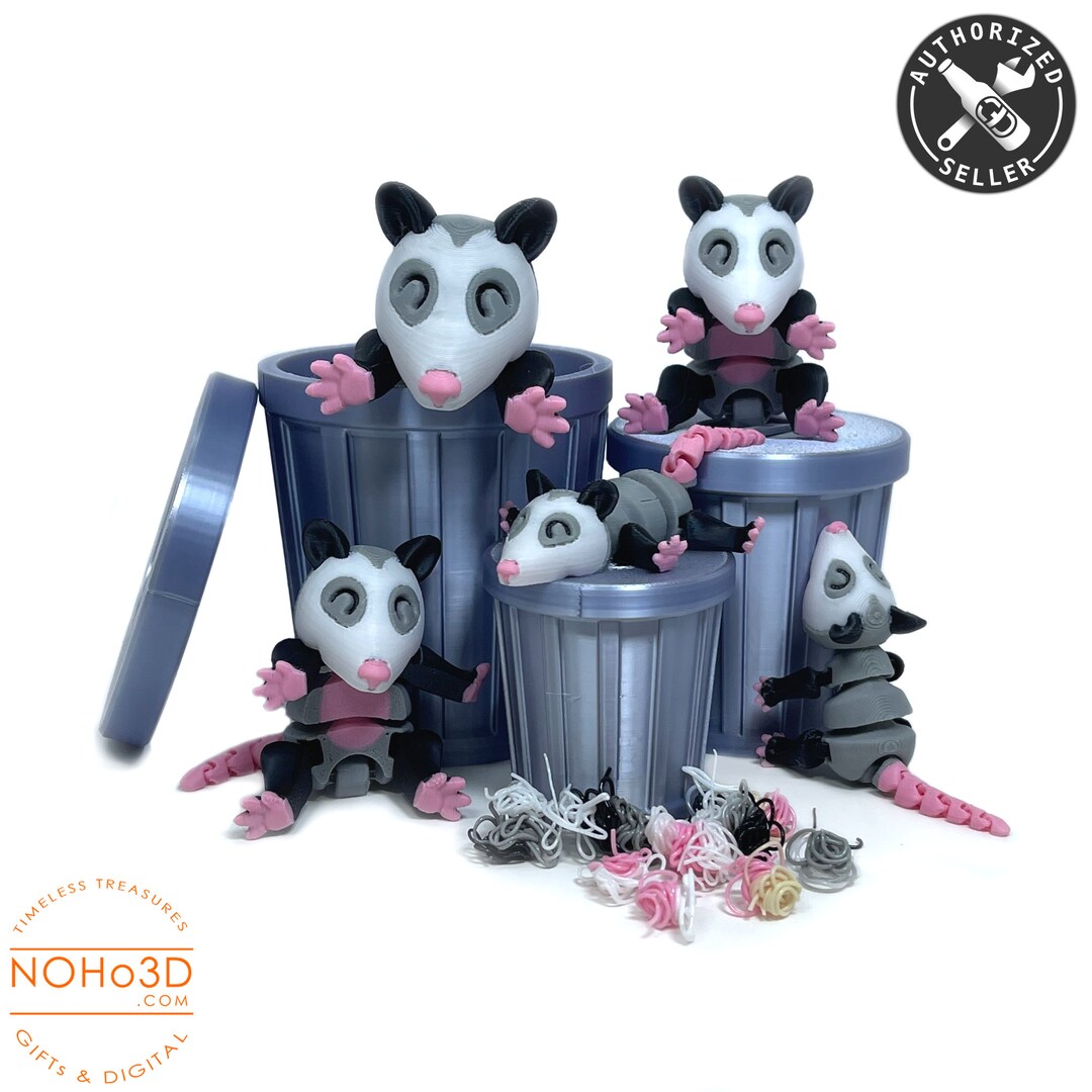 Opossum Articulated 3D Printed Fidget Figurine, Sensory Desk