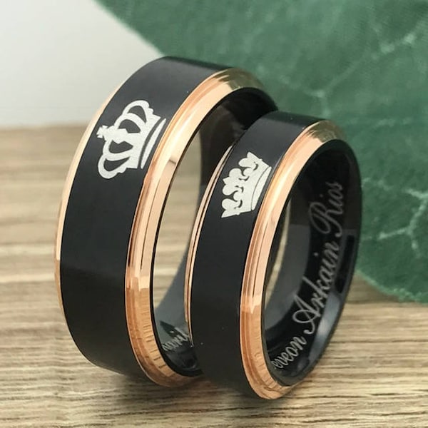 King Queen Tungsten Ring Etsy