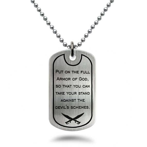 Armor of God Dog Tag Necklace Black 