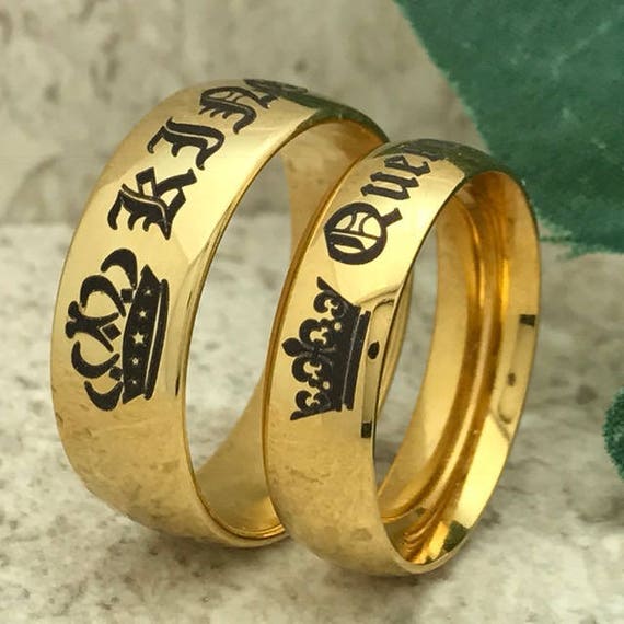 Gold Plated Sterling Silver King Queen Rings Personalize Etsy
