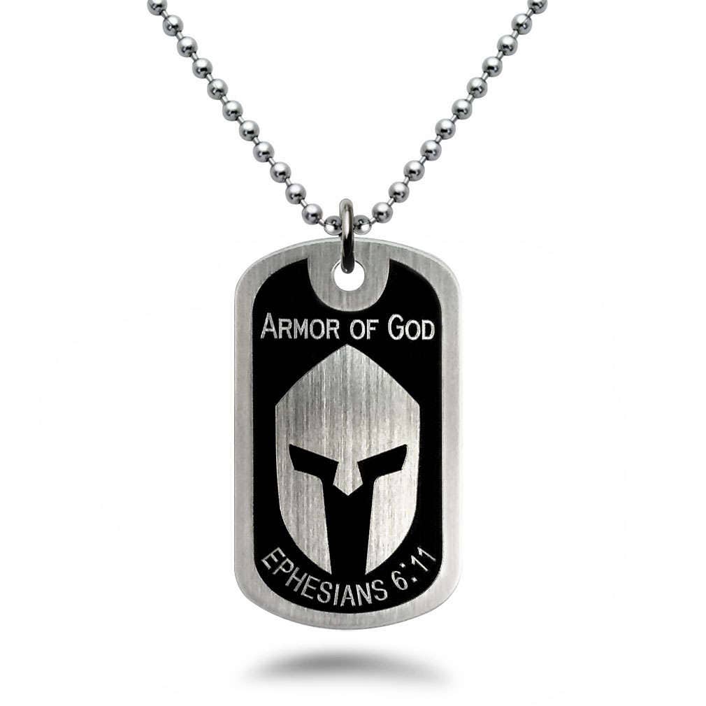Armor of God Dog Tag Necklace Black Stainless Steel Dog tag Etsy