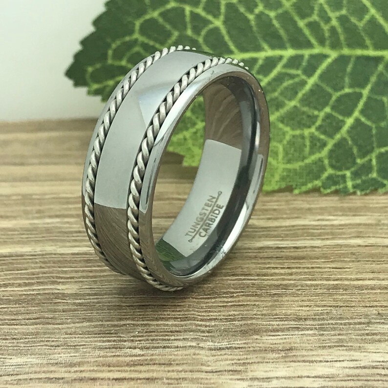 8mm Tungsten Wedding Ring Personalize Custom Engrave Tungsten Etsy