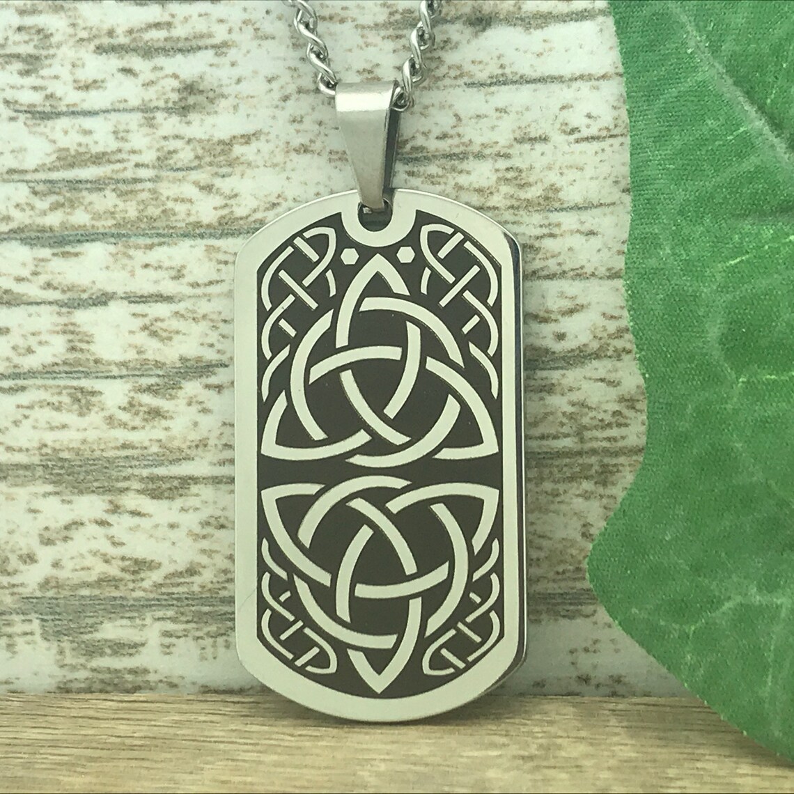 Stainless Steel Dog Tag Necklace Custom Engrave Celtic Etsy