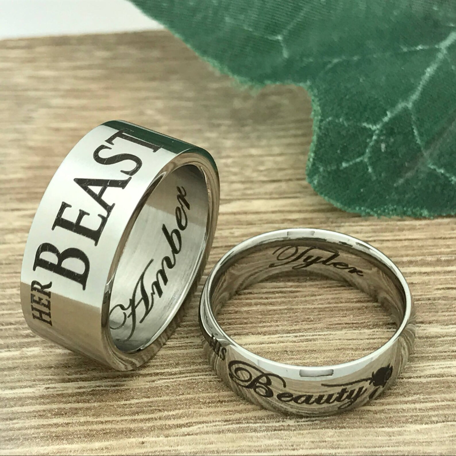 Beauty and the Beast Rings His Beauty Her Beast Personalized Etsy
