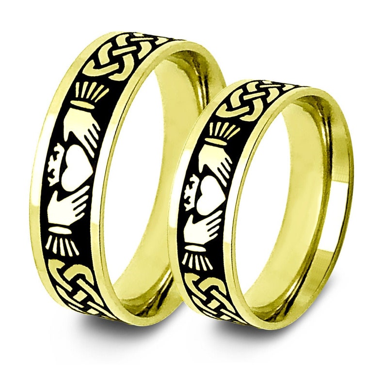 6mm Claddagh Rings,Celtic Claddagh Wedding Rings,Celtic Band for Men and Women Tungsten Celtic Claddagh Rings Couples Ring Set
