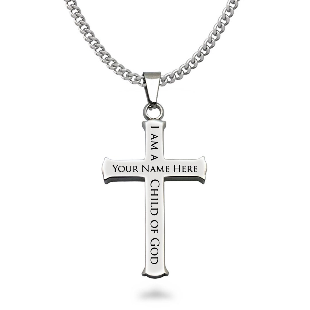 Men's Stainless Steel Cross Necklace I Am a Child OF God - Etsy