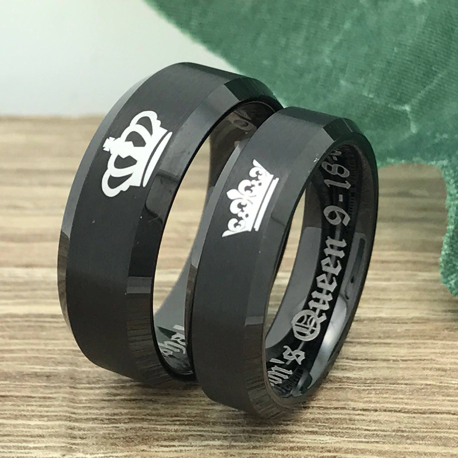 Kriskate & Co. King and Queen Rings, Personalized His & Hers Tungsten Ring,  Couples Ring Set TCR411 (No Inside Engraving) | Amazon.com