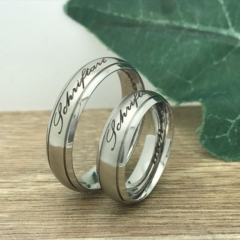 Best Personalize Rings Engraved Rings Stainless Steel Ring Silver Rings Couples Ring Set Custom Engraved Ring Promise Rings Wedding Bands SSR570