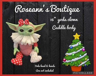 16” Clown Cuddle Doll Body | Handmade Cloth Body | Fantasy Doll Body | Doll Making Supply | OOAK Replacement Body