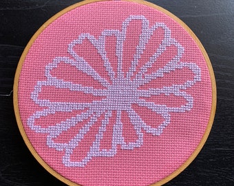 Pyrex Pink Daisy Cross Stitch Pattern PDF