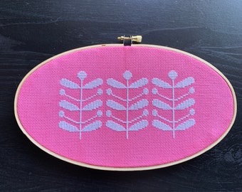 Pyrex Pink Stems Cross Stitch Pattern PDF