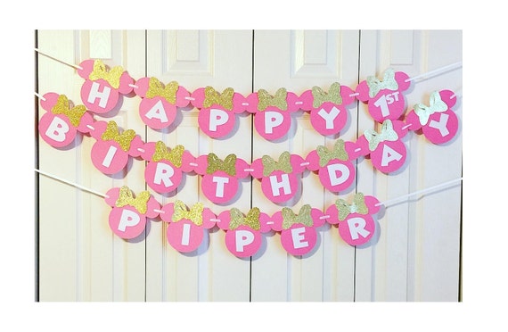 Minnie Mouse Birthday Banner Minnie Mouse 1st Birthday Party Etsy
