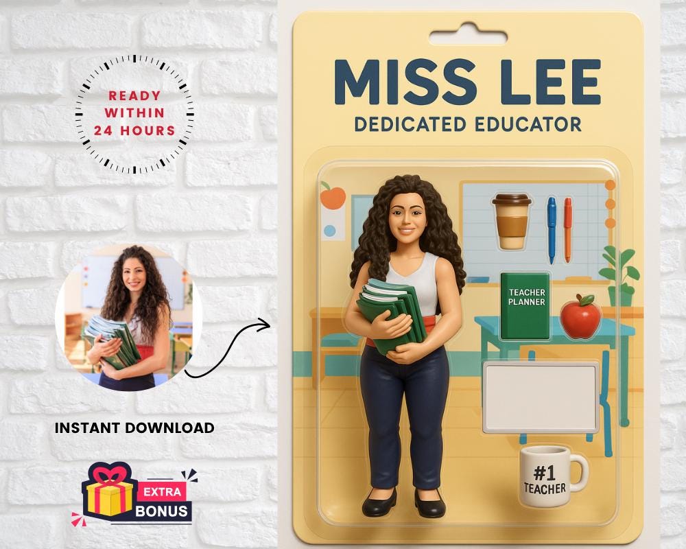 Custom Action Figure Teacher Classroom Decor Personalised Teacher Gift, Custom Avatar, Back To School, Custom Figure Photo Download Bonuses