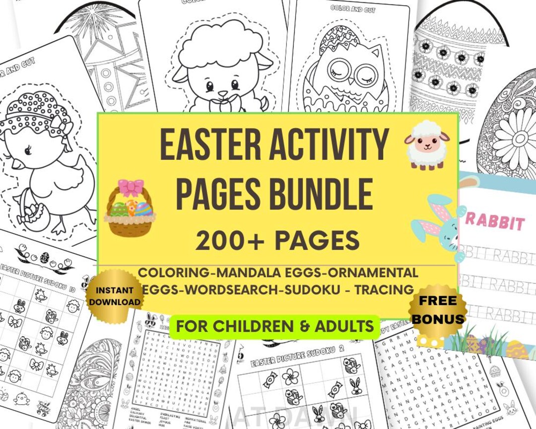 Easter Activity Bundle Easter Coloring Pages Mandala Eggs Easter ...