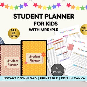 Bearbeitbarer Studentenplaner für Kinder, MRR, PLR-Planer, Master-Wiederverkaufsrechte, Akademischer Planer, Studentenorganisator, Schulanfang, Download