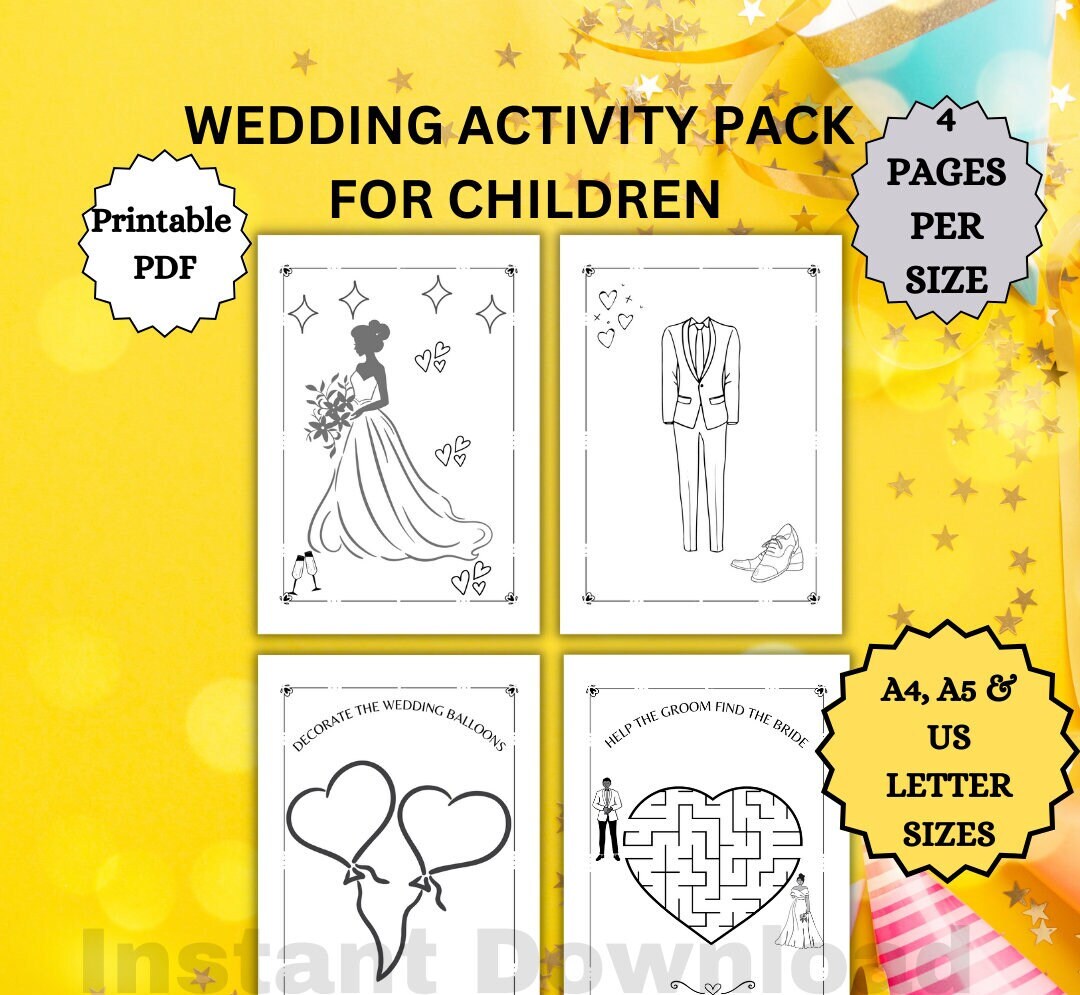 Printable Wedding Activity Pack for Kids Wedding Fun Etsy