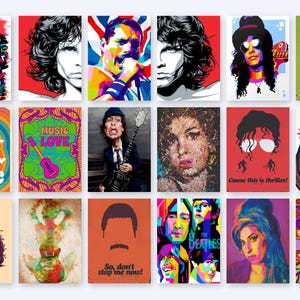 38 Vintage Artistic Music Posters Bundle Concert Posters Vintage Rock Band Posters Music Wall Art, Retro Wall Collage, Bedroom Download
