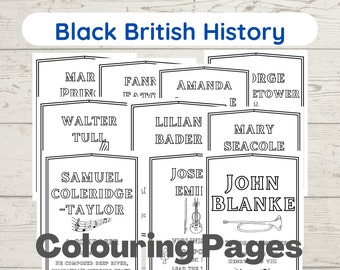 Black British History for children - 10 Printable Educational Colouring Pages, Black History Month, Instant Download, School display