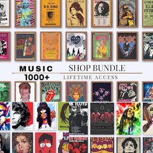1000+ Retro Music Posters Store Bundle, Concert Posters Vintage Rock Band Posters, Maximalist Music Wall Art, Retro Wall Collage, Download