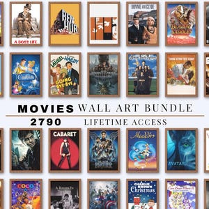 2790 Vintage Movie Posters Bundle, Vintage Bedroom Wall Art Posters, Dorm Room Decor Wall Art, Retro Wall Collage Film Posters Download