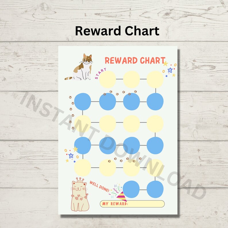 Printable Cat Reward Chart for Children Behaviour Chore Chart Boys