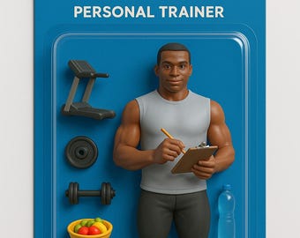 Custom Action Figure Personal Trainer Personalized Gift for Fitness Enthusiast, Custom Avatar Health Wellness, Custom Figure Photo, Download