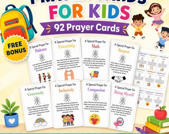 Printable Prayer Cards for Kids, 92 Prayer Jar Cards, Children’s Devotional, Download, Faith Homeschool, Free Bonus