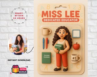 Custom Action Figure Claymation Teacher Classroom Decor Personalised Teacher Gift, Custom Avatar, Custom Figure Photo Download, Bonuses