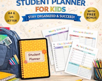 Editable Student Planner for Kids, MRR, PLR Planner, Master Resell Rights, Academic Planner, Student Organizer Back to School, Download