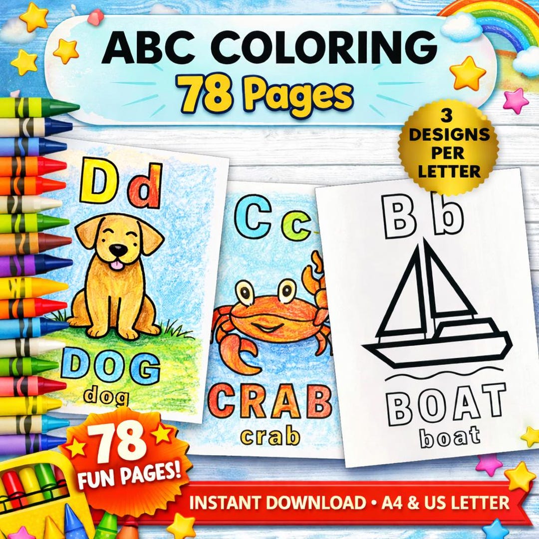 Alphabet Coloring Pages Bundle, 78 Printable ABC Colouring Pages for ...