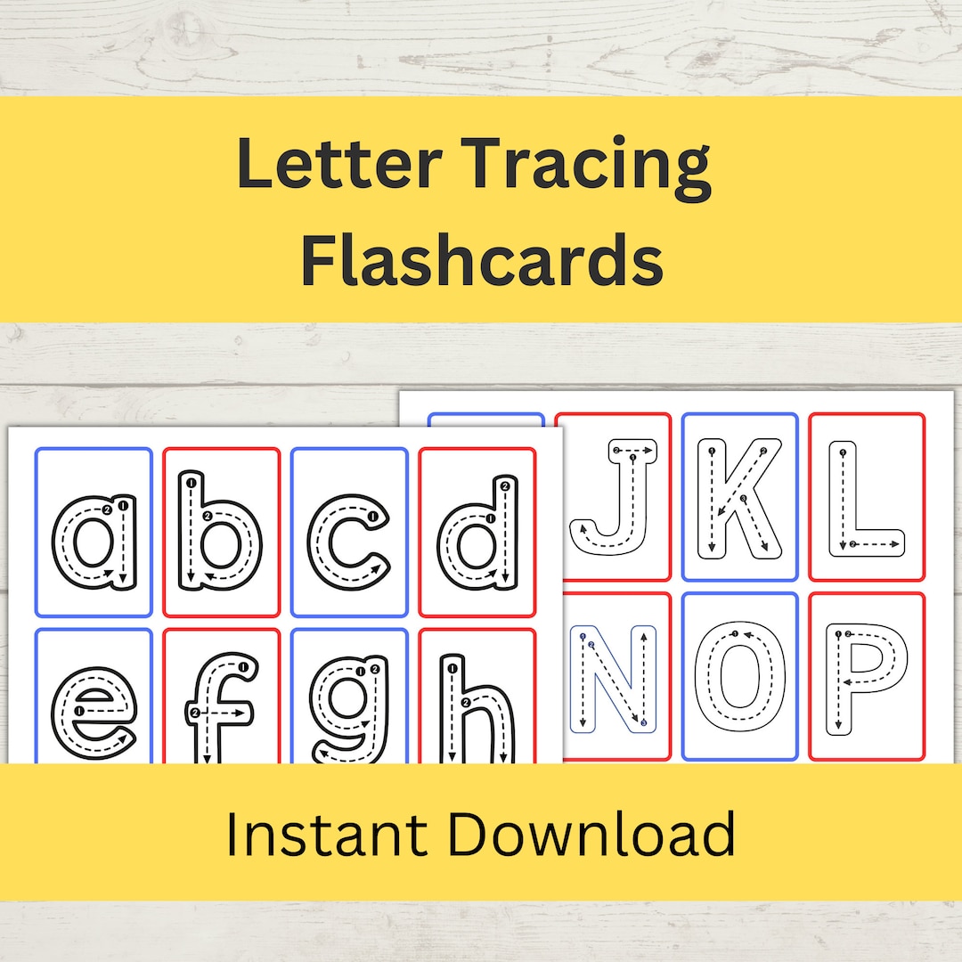 Letter Tracing Flashcards Alphabet AZ Cards Instant Etsy