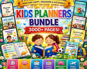 Bewerkbare kinderplanners MRR PLR-dagboek, Master-doorverkooprechten, Mindfulness-dagboek, ADHD-planner Schoolkarweien downloaden, Canva
