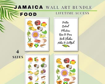 Paquete de imprimibles de arte culinario jamaiquino, decoración caribeña para cocina (descarga instantánea)