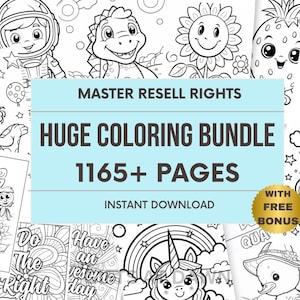 Lot énorme de pages à colorier MRR, 1165 pages imprimables, droits de revente principal, DPP, pages à colorier pour enfants, activités artistiques, téléchargement