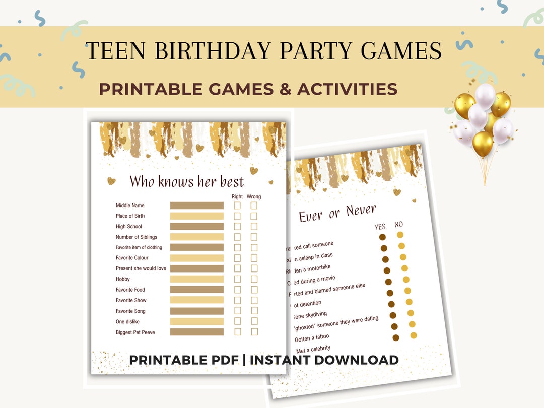 Teen Girls Birthday Games Printable Party Games Who Knows the Birthday ...