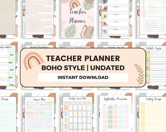 Editable Teacher Planner, Undated Boho Planner, Tutor Planner, Academic Planner, Back to School, Teacher Printable, Download, A4 A5 US sizes