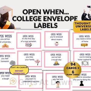 Etiquetas de sobre para estudiantes universitarios, etiquetas imprimibles para estudiantes universitarios, plantillas editables con letras, rosa, descarga