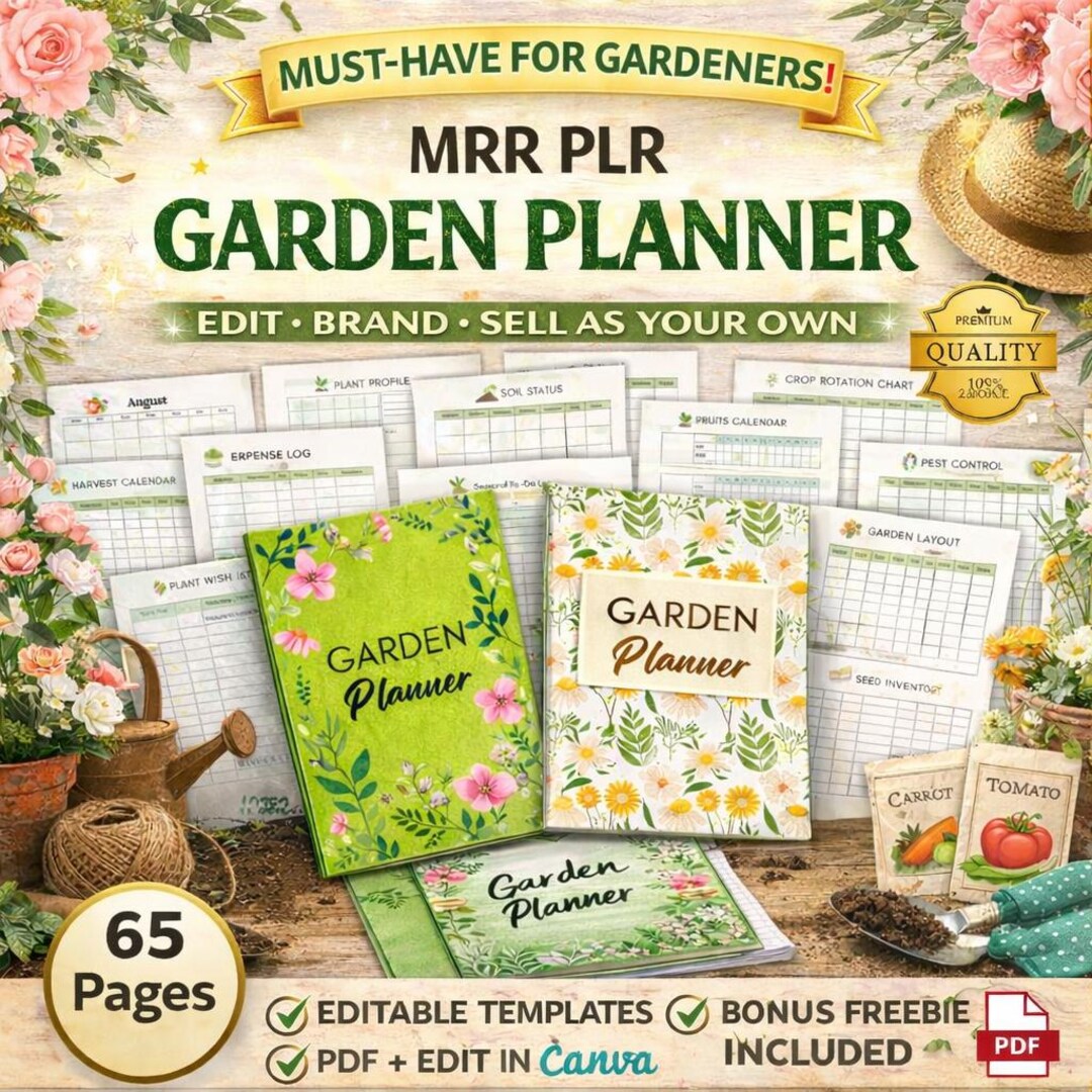 Garden Planner Printable PLR Editable Gardening Journal MRR Canva ...