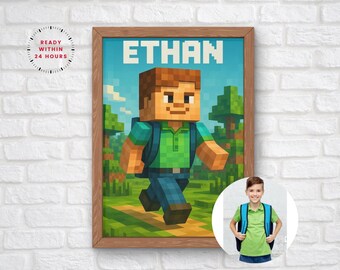 Custom Portrait Gaming Style Portrait from Photo into Gaming Gift Block Style Personalized Keepsake Birthday Gift Avatar gift Download Bonus