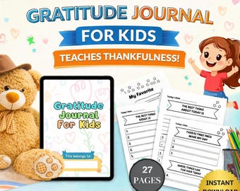Editable Gratitude Journal for Kids, MRR, PLR Journal, Master Resell Rights, Mindfulness Journal, Instant Download, Mindset, A4, US Letter